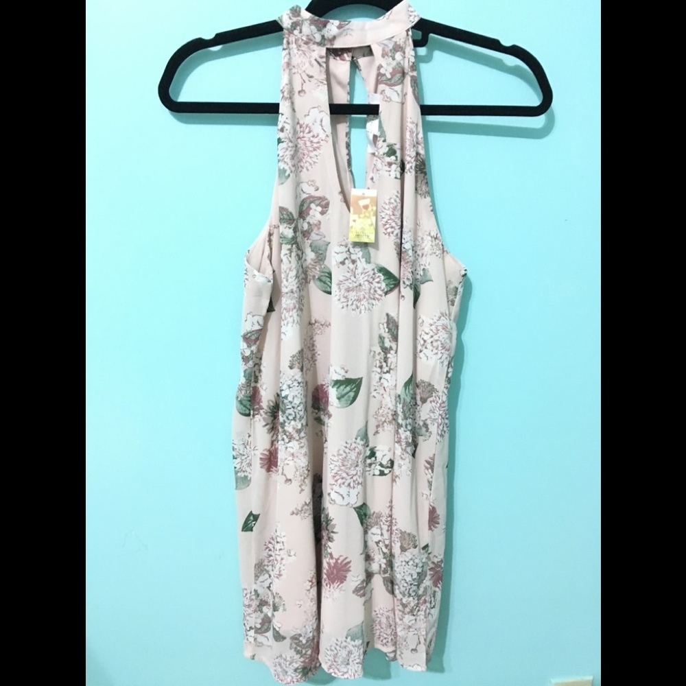 Split Neck Pink Floral Dress MANDEES